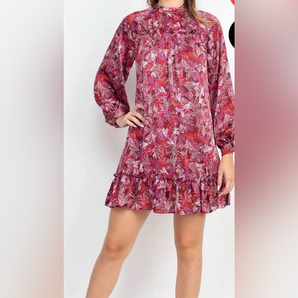 BCBG Generation | Bishop Sleeve Printed Casual Dress | Size 10